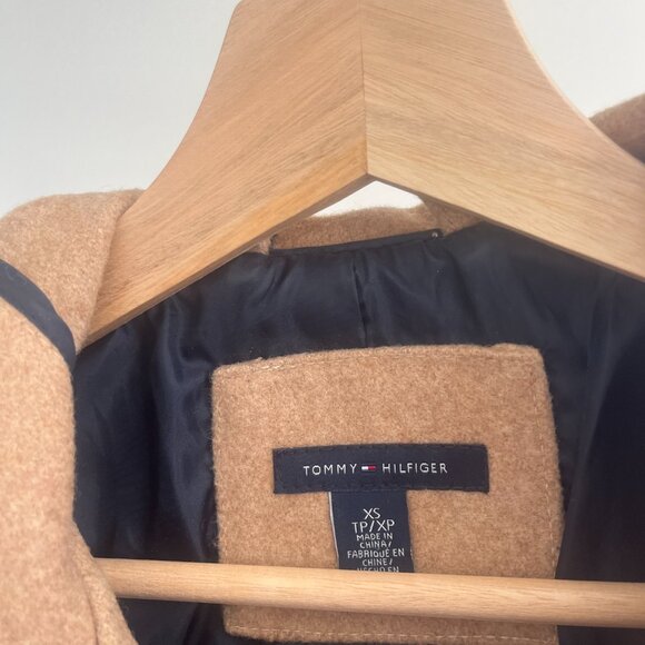 Tommy Hilfiger Women's Wool Duffle Coat in Camel with Navy Blue Piping Size XS - Picture 6 of 6